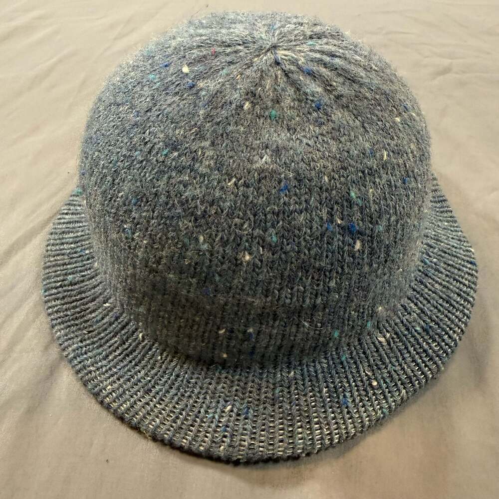 Vintage Tweed Bucket Hat Blue Wool Acrylic Speckled Made in Taiwan S/M